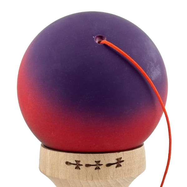 "Kendama X Original", Profesionala, Flippy, Rulment Metalic, Ața 55 cm, Cupe Mari, 7 х 6 х 18 cm, gradient mov-roșu