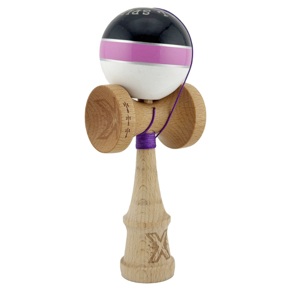 «Kendama Royal Spike X Original», profesională, rulment metalic, ața 55 cm, ultra aderent, 7 x 6 x 18 cm, negru-roz-alb
