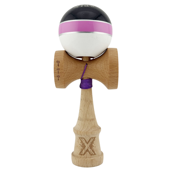 «Kendama Royal Spike X Original», profesională, rulment metalic, ața 55 cm, ultra aderent, 7 x 6 x 18 cm, negru-roz-alb