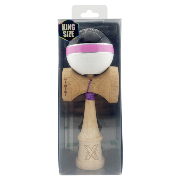«Kendama Royal Spike X Original», profesională, rulment metalic, ața 55 cm, ultra aderent, 7 x 6 x 18 cm, negru-roz-alb