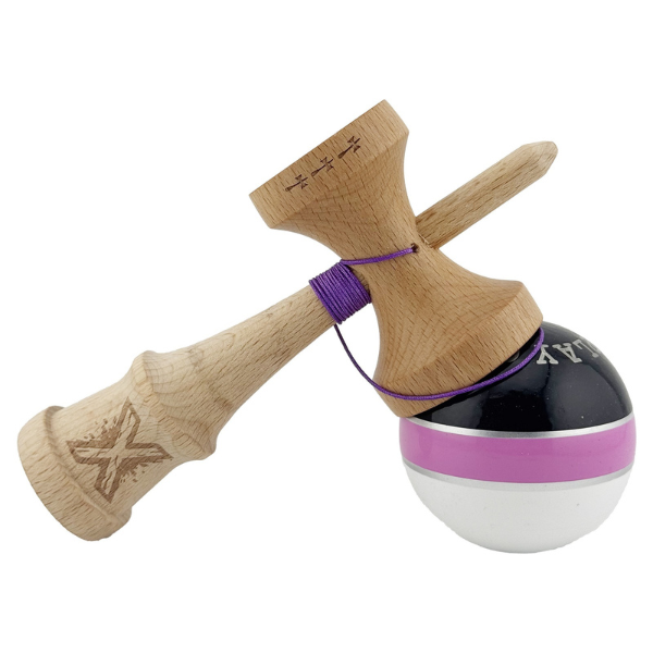 «Kendama Royal Spike X Original», profesională, rulment metalic, ața 55 cm, ultra aderent, 7 x 6 x 18 cm, negru-roz-alb