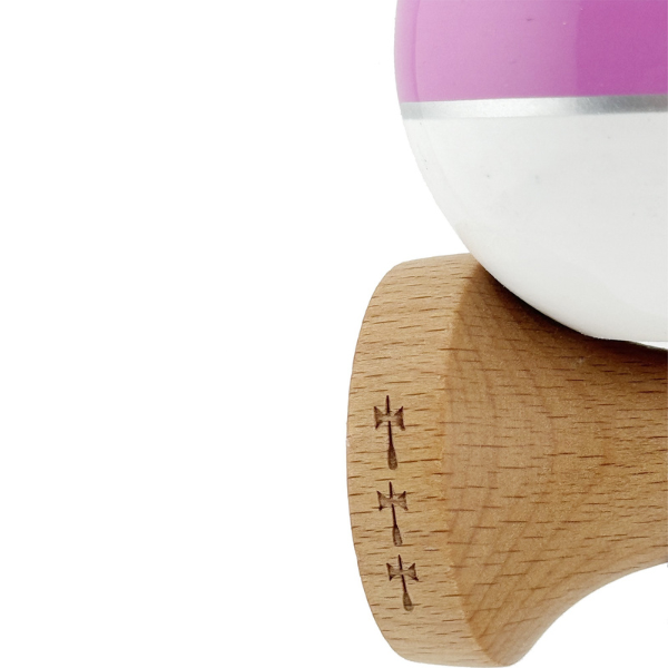 «Kendama Royal Spike X Original», profesională, rulment metalic, ața 55 cm, ultra aderent, 7 x 6 x 18 cm, negru-roz-alb