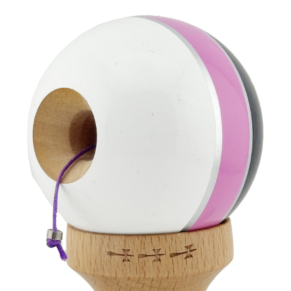 «Kendama Royal Spike X Original», profesională, rulment metalic, ața 55 cm, ultra aderent, 7 x 6 x 18 cm, negru-roz-alb
