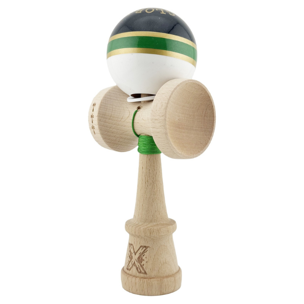 «Kendama Royal Spike X Original», profesională, rulment metalic, ața 62/65 cm, ultra aderent, King Size 7.5 x 6 x 18 cm, inel verde