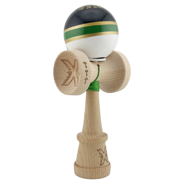 «Kendama Royal Spike X Original», profesională, rulment metalic, ața 62/65 cm, ultra aderent, King Size 7.5 x 6 x 18 cm, inel verde