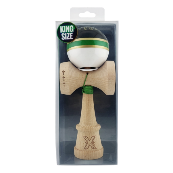 «Kendama Royal Spike X Original», profesională, rulment metalic, ața 62/65 cm, ultra aderent, King Size 7.5 x 6 x 18 cm, inel verde