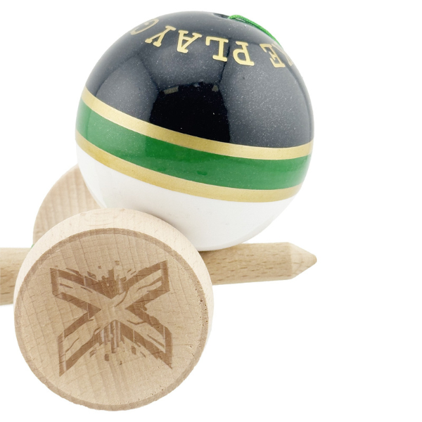 «Kendama Royal Spike X Original», profesională, rulment metalic, ața 62/65 cm, ultra aderent, King Size 7.5 x 6 x 18 cm, inel verde