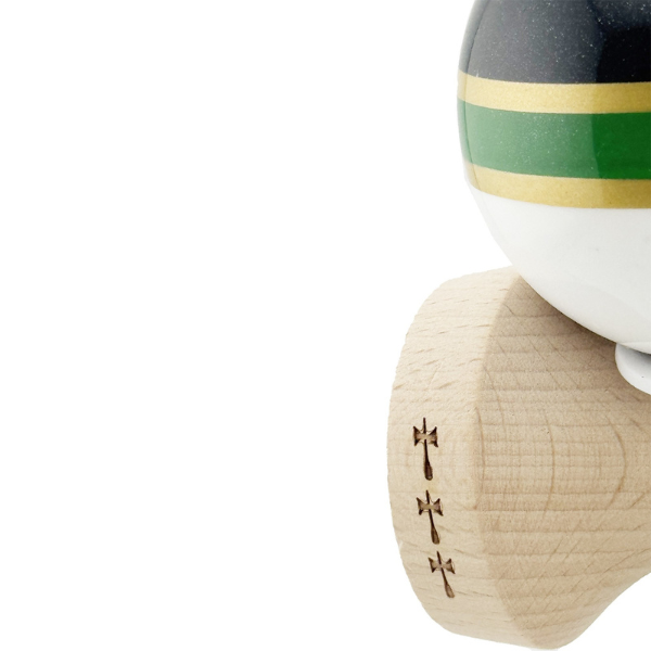 «Kendama Royal Spike X Original», profesională, rulment metalic, ața 62/65 cm, ultra aderent, King Size 7.5 x 6 x 18 cm, inel verde