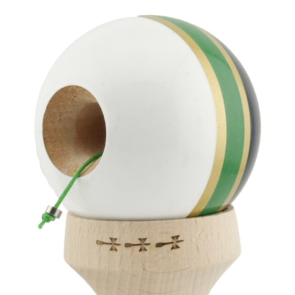 «Kendama Royal Spike X Original», profesională, rulment metalic, ața 62/65 cm, ultra aderent, King Size 7.5 x 6 x 18 cm, inel verde