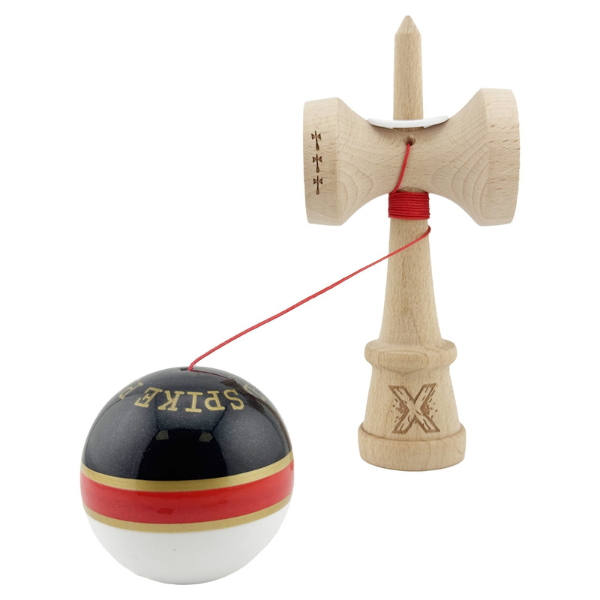 "Kendama X Original: Royal Spike", Profesionala, Flippy, Rulment Metalic, Ața 62/65 cm, Cupe Mari, 7.5 х 6 х 18 cm, inel roșu