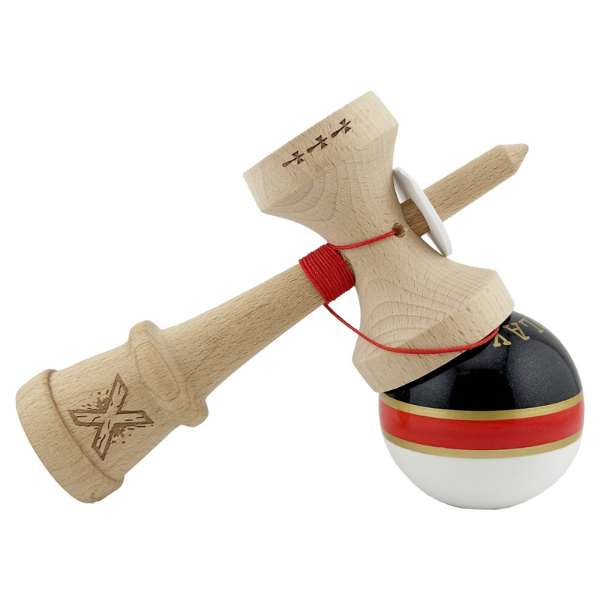 "Kendama X Original: Royal Spike", Profesionala, Flippy, Rulment Metalic, Ața 62/65 cm, Cupe Mari, 7.5 х 6 х 18 cm, inel roșu