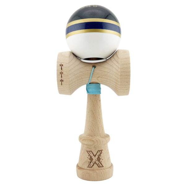 «Kendama Royal Spike X Original», profesională, rulment metalic, ața 62/65 cm, ultra aderent, King Size 7.5 x 6 x 18 cm, inel albastru inchis