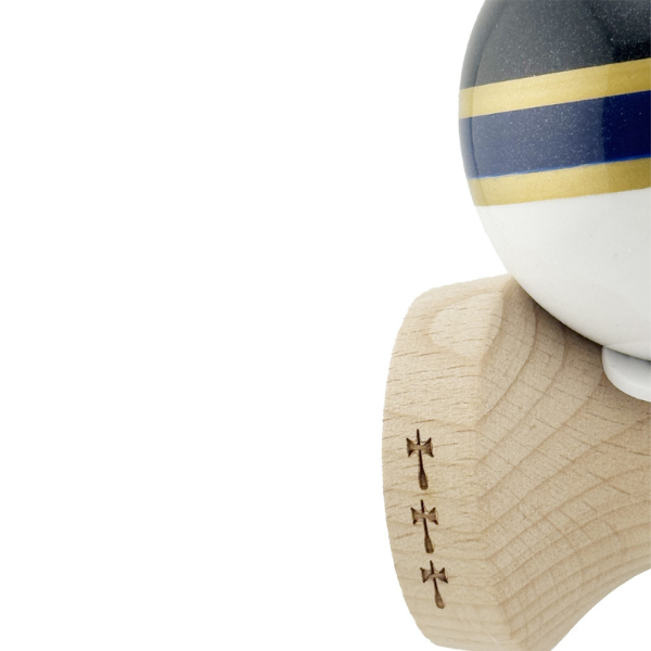 «Kendama Royal Spike X Original», profesională, rulment metalic, ața 62/65 cm, ultra aderent, King Size 7.5 x 6 x 18 cm, inel albastru inchis