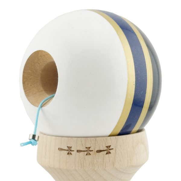 «Kendama Royal Spike X Original», profesională, rulment metalic, ața 62/65 cm, ultra aderent, King Size 7.5 x 6 x 18 cm, inel albastru inchis