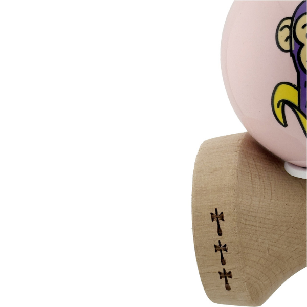 "Kendama Super Sticky X Original", металлический подшипник, веревка 62/65 см, King size 7.5 x 6 x 18 см , "Обезьянка", розовая