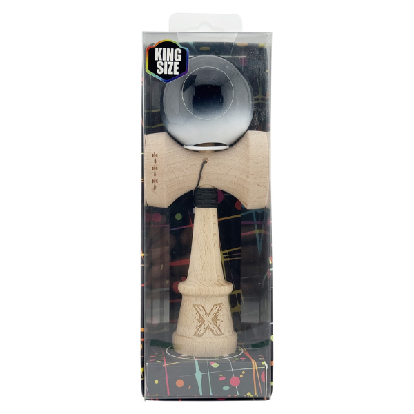 «Kendama Super Sticky X Original», rulment metalic, ața 62/65 cm, King size 7.5 x 6 x 18 cm, „Yin-Yang, finisaj lucios”