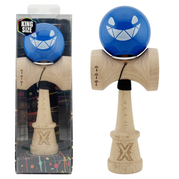 «Kendama Super Sticky X Original», rulment metalic, ața 62/65 cm, King size 7.5 x 6 x 18 cm, "Crazy Smile"