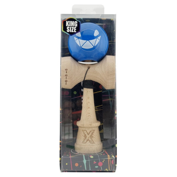 «Kendama Super Sticky X Original», rulment metalic, ața 62/65 cm, King size 7.5 x 6 x 18 cm, "Crazy Smile"