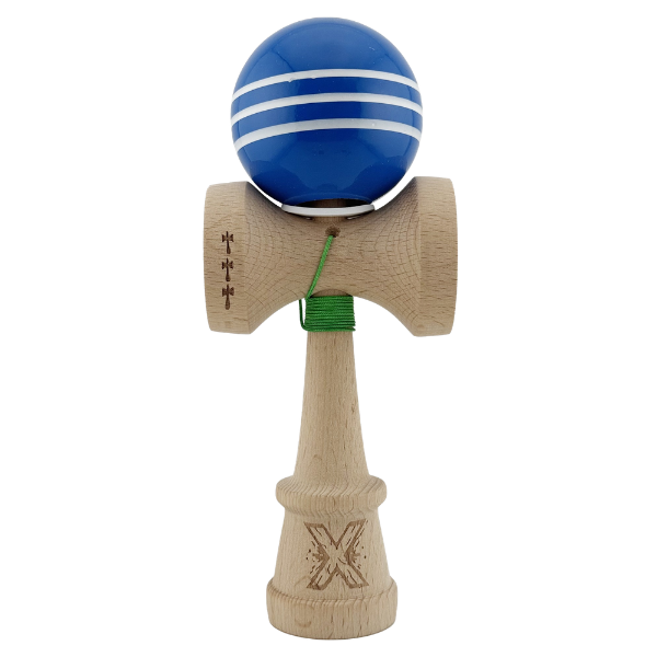 "Kendama Flippy X Original", profesională, rulment metalic, ața 62/65 cm, ultra aderent, cupe mari, King Size 7.5 х 6 х 18 cm, albastru-alb