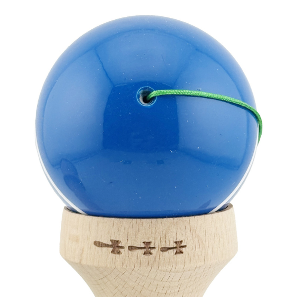"Kendama Flippy X Original", profesională, rulment metalic, ața 62/65 cm, ultra aderent, cupe mari, King Size 7.5 х 6 х 18 cm, albastru-alb