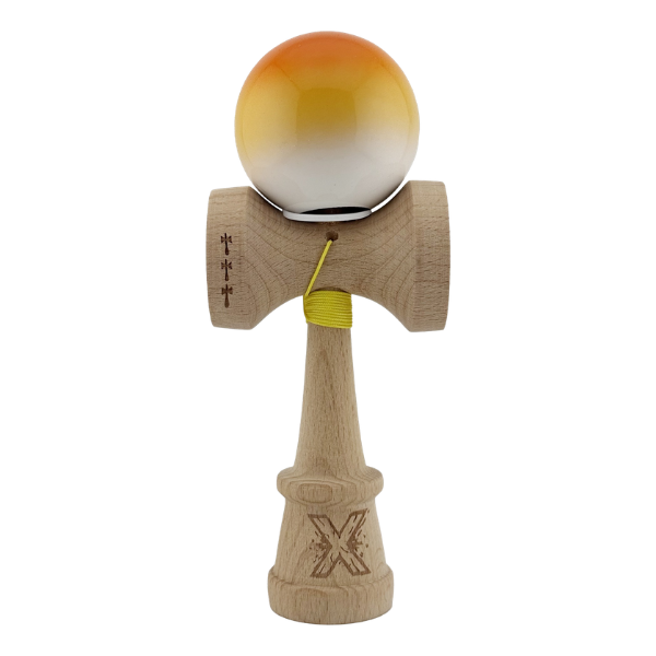 «Kendama Super Sticky X Original», rulment metalic, ața 62/65 cm, King size 7.5 x 6 x 18 cm, „Gradient portocaliu"