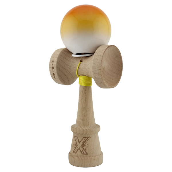 «Kendama Super Sticky X Original», rulment metalic, ața 62/65 cm, King size 7.5 x 6 x 18 cm, „Gradient portocaliu"