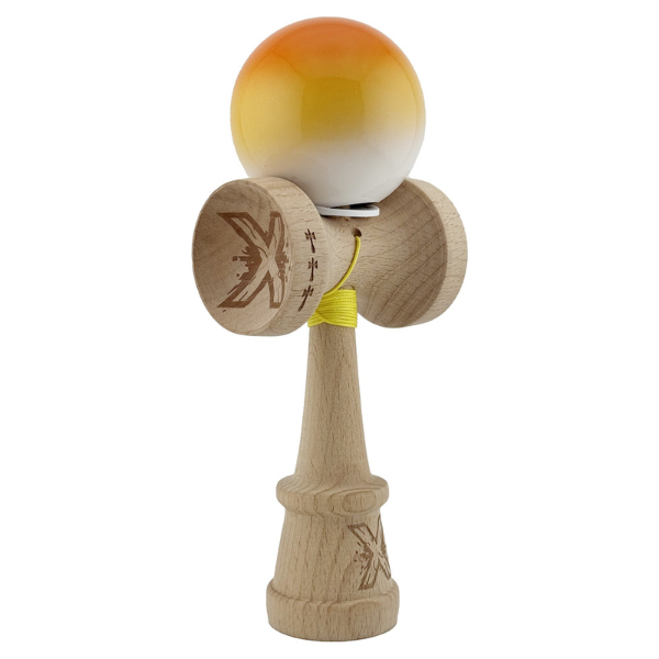 «Kendama Super Sticky X Original», rulment metalic, ața 62/65 cm, King size 7.5 x 6 x 18 cm, „Gradient portocaliu"