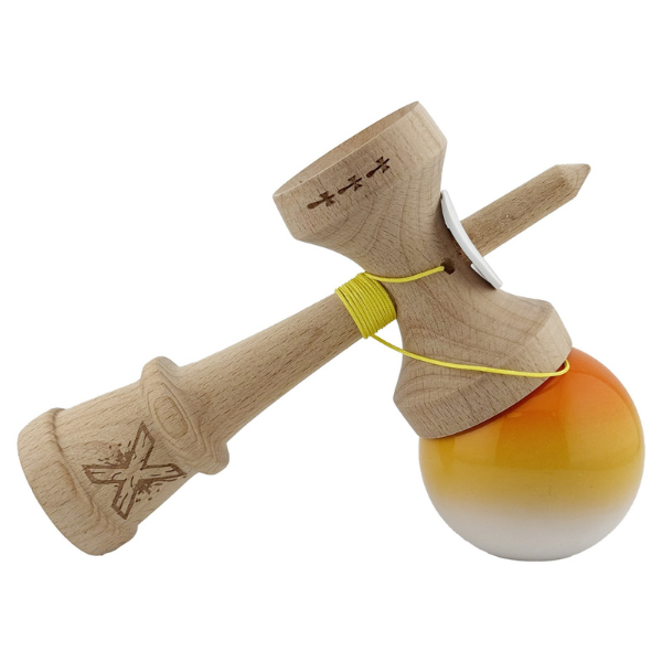 «Kendama Super Sticky X Original», rulment metalic, ața 62/65 cm, King size 7.5 x 6 x 18 cm, „Gradient portocaliu"