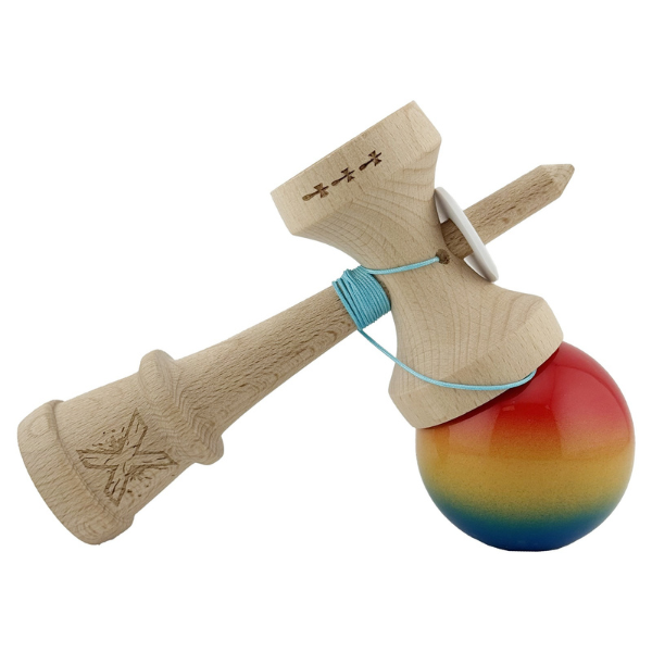 «Kendama Super Sticky X Original», rulment metalic, ața 62/65 cm, King size 7.5 x 6 x 18 cm, „Gradient"