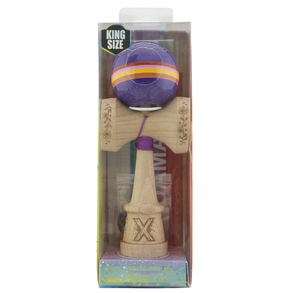«Kendama Super Sticky X Original», rulment metalic, ața 62/65 cm, King size 7.5 x 6 x 18 cm, „Cer înstelat”