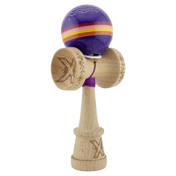 «Kendama Super Sticky X Original», rulment metalic, ața 62/65 cm, King size 7.5 x 6 x 18 cm, „Cer înstelat”