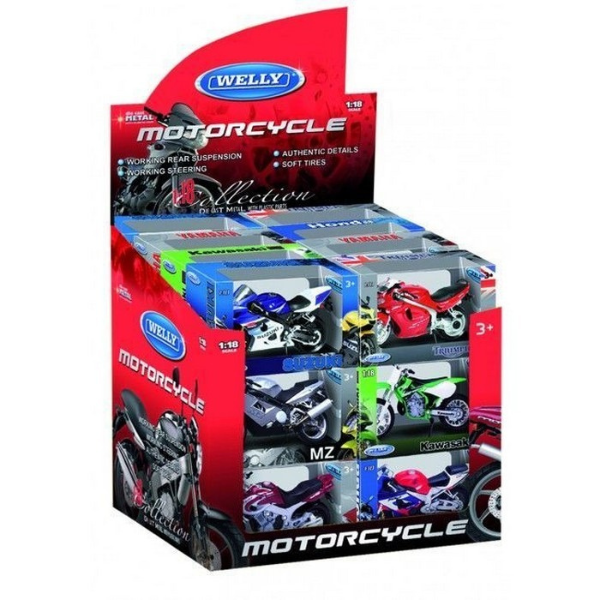 Коллекционные Металлические Мотоциклы 1:18 WELLY, 6 моделей (25A)