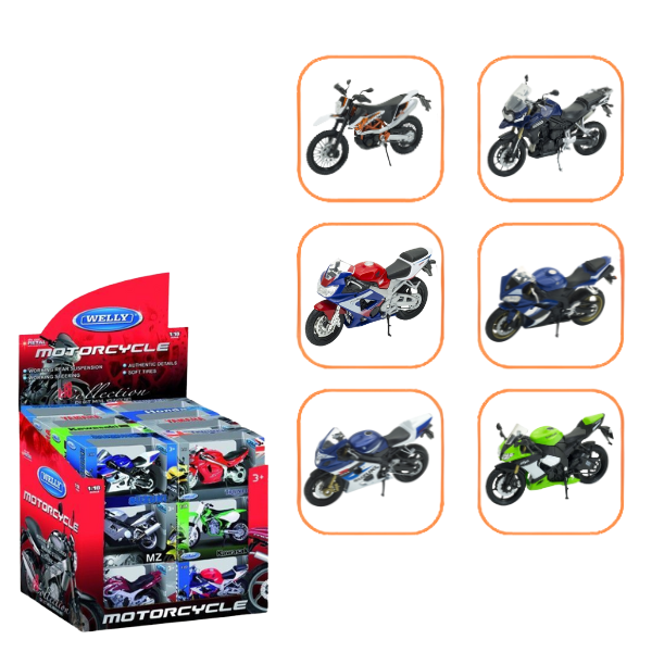 Коллекционные Металлические Мотоциклы 1:18 WELLY, 6 моделей (25A)