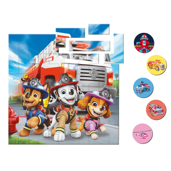 Puzzle magnetic "Pompierii", seria Patrula cățelușilor, 40 elem.