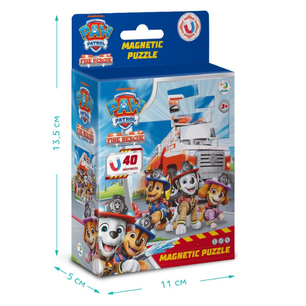 Puzzle magnetic "Pompierii", seria Patrula cățelușilor, 40 elem.