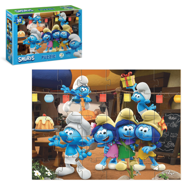 Puzzle-mini „Ștrumfii Petrecere”, 30 de piese