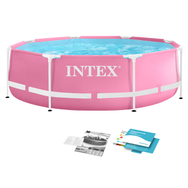 INTEX Бассейн Metal Frame Pink 244х76см, 2843Л, металлический каркас