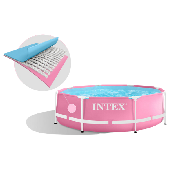INTEX Бассейн Metal Frame Pink 244х76см, 2843Л, металлический каркас