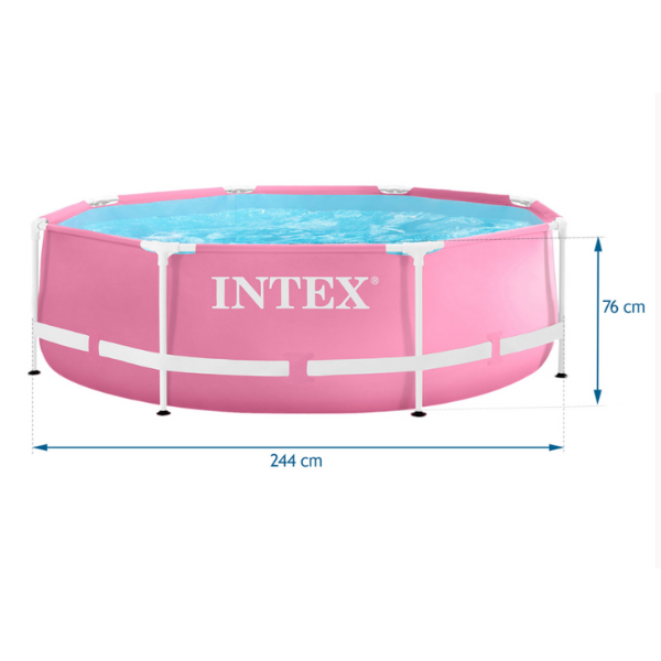 INTEX Бассейн Metal Frame Pink 244х76см, 2843Л, металлический каркас