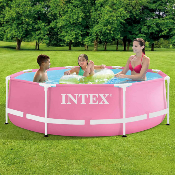INTEX Бассейн Metal Frame Pink 244х76см, 2843Л, металлический каркас