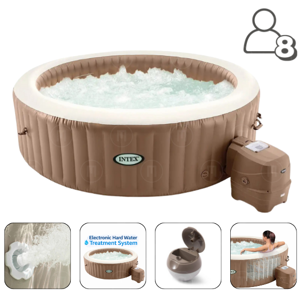 INTEX Надувной СПА джакузи “Sahara Tan Round Bubble Spa” 236х71см, 1339Л, 8-и местный