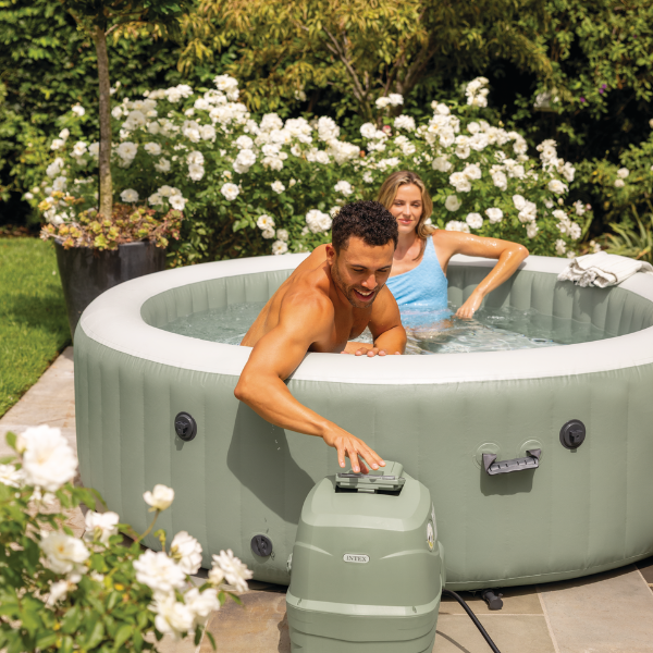 INTEX Надувной СПА джакузи “Bubble Massage” 196х71см, 795Л, 4-х местный, оливковый