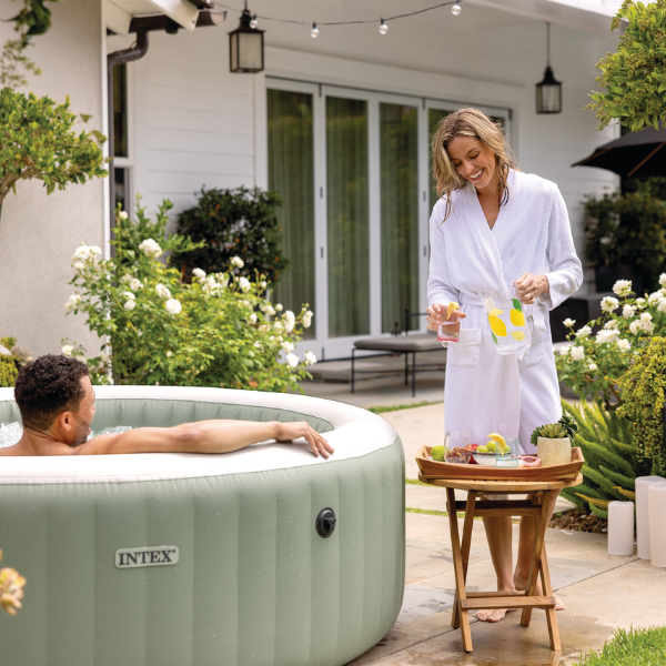 INTEX Надувной СПА джакузи “Bubble Massage” 196х71см, 795Л, 4-х местный, оливковый