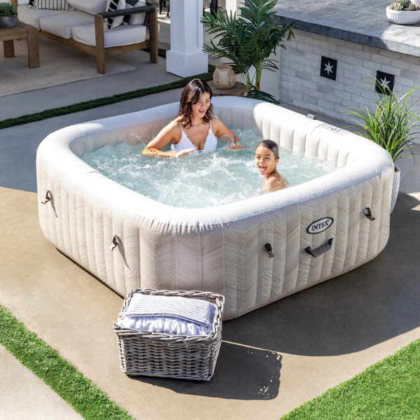 INTEX Надувной СПА джакузи “Chevron Deluxe Square Bubble” 173х71см, 795Л, 4-х местный