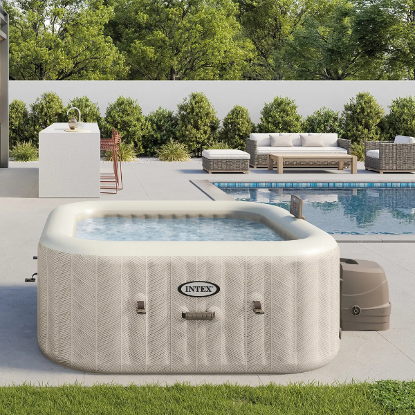 INTEX Надувной СПА джакузи “Chevron Deluxe Square Bubble” 173х71см, 795Л, 4-х местный