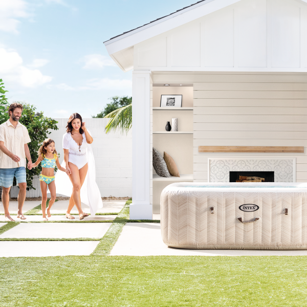 INTEX Надувной СПА джакузи “Chevron Deluxe Square Bubble” 173х71см, 795Л, 4-х местный