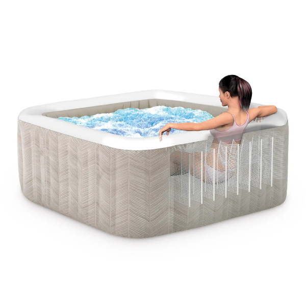 INTEX Надувной СПА джакузи “Chevron Deluxe Square Bubble” 193х71см, 1098Л, 6-и местный