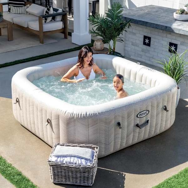 INTEX Надувной СПА джакузи “Chevron Deluxe Square Bubble” 193х71см, 1098Л, 6-и местный