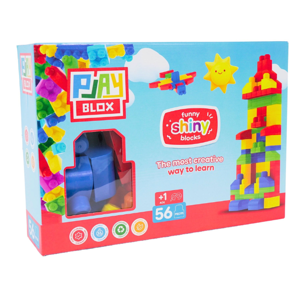 Set de construcție cu blocuri strălucitoare "Play Blox", 56 piese
