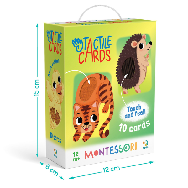 Set de carduri cu elemente tactile Montessori „Puii animalelor”